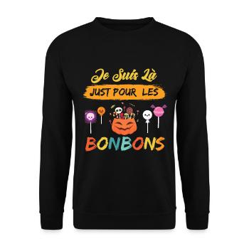 Just There For Candy Halloween Party Horror - Unisex Sweatshirt - black - Front - Alina (178cm) & Michal (187cm)