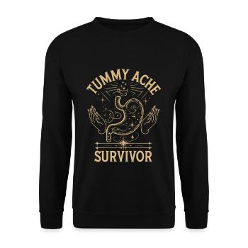 Bauchweh Überlebender Tummy Ache Survivor - Unisex Sweatshirt - black - Front - Alina (178cm) & Michal (187cm)