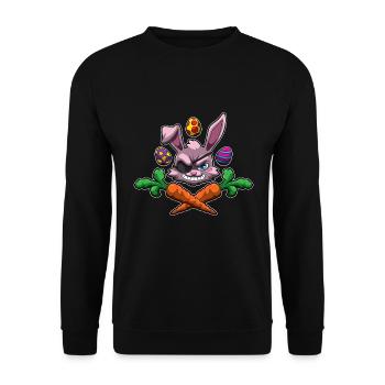 Lapin de Pâques Pirat - Corsaire sous pavillon de Lapin - Sweat-shirt Unisexe - noir - Devant - Alina (178cm) & Michal (187cm)