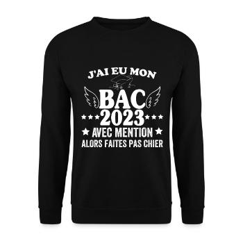 Baccalauréat 2023 Cadeau félicitation BAC Licorne - Sweat-shirt Unisexe - noir - Devant - Alina (178cm) & Michal (187cm)