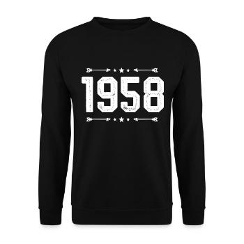 Millésime 1958 Millésime 67ème anniversaire 1958 - Sweat-shirt Unisexe - noir - Devant - Alina (178cm) & Michal (187cm)