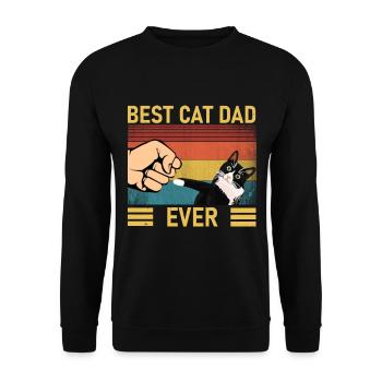 Best Cat Dad Ever Katzenpapa - Unisex Pullover - Schwarz - Vorne - Alina (178cm) & Michal (187cm)