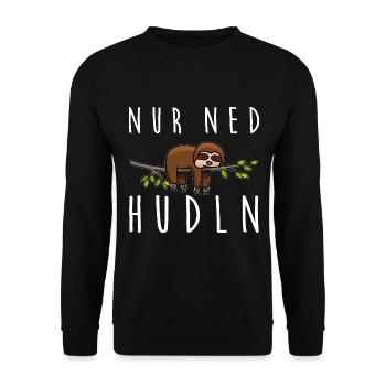 Nur ned hudln Bayernshirt - Unisex Pullover - Schwarz - Vorne - Alina (178cm) & Michal (187cm)