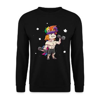Unicorn Gym Fitness - Unisex Sweatshirt - black - Front - Alina (178cm) & Michal (187cm)