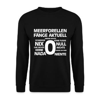 Meerforellenfänge aktuell Null Geschenke Angler - Unisex Pullover - Schwarz - Vorne - Alina (178cm) & Michal (187cm)