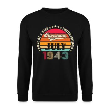Génial depuis juillet 1943 79ème anniversaire Men’s Fun - Sweat-shirt Unisexe - noir - Devant - Alina (178cm) & Michal (187cm)