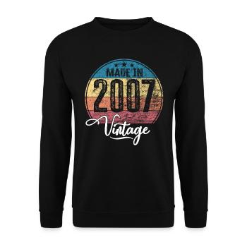 Millésime Fabriqué en 2007 Année de naissance 2007 Anniversaire - Sweat-shirt Unisexe - noir - Devant - Alina (178cm) & Michal (187cm)