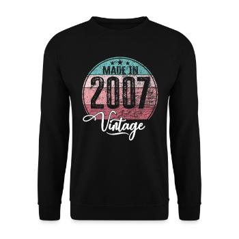Vintage Made in 2007 Geburtsjahr 2007 Geburtstag - Unisex Pullover - Schwarz - Vorne - Alina (178cm) & Michal (187cm)