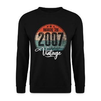 Vintage Made in 2007 Geburtsjahr 2007 Geburtstag - Unisex Pullover - Schwarz - Vorne - Alina (178cm) & Michal (187cm)