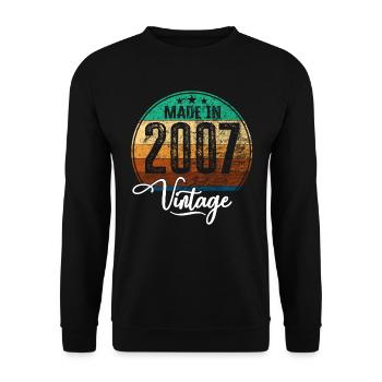 Vintage Made in 2007 Geburtsjahr 2007 Geburtstag - Unisex Pullover - Schwarz - Vorne - Alina (178cm) & Michal (187cm)