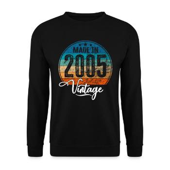 Vintage Made in 2005 Geburtsjahr 2005 Geburtstag - Unisex Pullover - Schwarz - Vorne - Alina (178cm) & Michal (187cm)