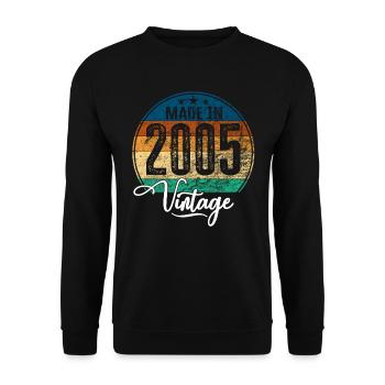 Vintage Made in 2005 Geburtsjahr 2005 Geburtstag - Unisex Pullover - Schwarz - Vorne - Alina (178cm) & Michal (187cm)