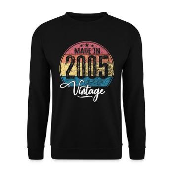 Vintage Made in 2005 Geburtsjahr 2005 Geburtstag - Unisex Pullover - Schwarz - Vorne - Alina (178cm) & Michal (187cm)
