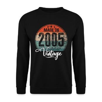 Vintage Made in 2005 Geburtsjahr 2005 Geburtstag - Unisex Pullover - Schwarz - Vorne - Alina (178cm) & Michal (187cm)