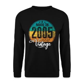 Vintage Made in 2005 Geburtsjahr 2005 Geburtstag - Unisex Pullover - Schwarz - Vorne - Alina (178cm) & Michal (187cm)