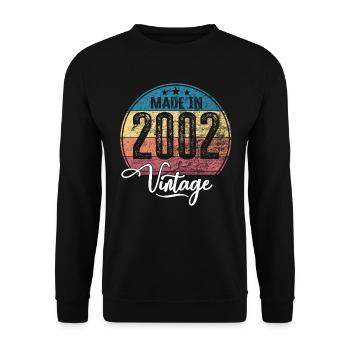 Vintage Made in 2002 Geburtsjahr 2002 Geburtstag - Unisex Pullover - Schwarz - Vorne - Alina (178cm) & Michal (187cm)