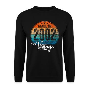 Vintage Made in 2002 Geburtsjahr 2002 Geburtstag - Unisex Pullover - Schwarz - Vorne - Alina (178cm) & Michal (187cm)