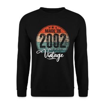 Vintage Made in 2002 Geburtsjahr 2002 Geburtstag - Unisex Pullover - Schwarz - Vorne - Alina (178cm) & Michal (187cm)