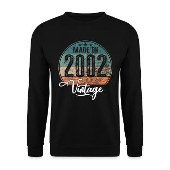 Vintage Made in 2002 Geburtsjahr 2002 Geburtstag - Unisex Pullover - Schwarz - Vorne - Alina (178cm) & Michal (187cm)