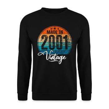 Vintage Fabriqué en 2001 Année de naissance 2001 Anniversaire - Sweat-shirt Unisexe - noir - Devant - Alina (178cm) & Michal (187cm)