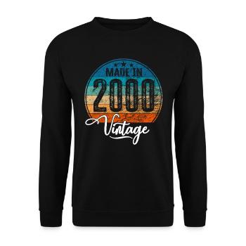 Vintage Made in 2000 Year of birth 2000 Birthday - Unisex Sweatshirt - black - Front - Alina (178cm) & Michal (187cm)