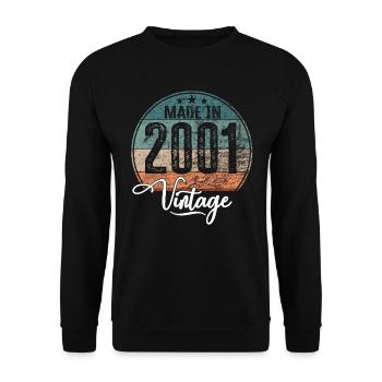 Vintage Fabriqué en 2001 Année de naissance 2001 Anniversaire - Sweat-shirt Unisexe - noir - Devant - Alina (178cm) & Michal (187cm)