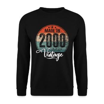 Vintage Made in 2000 Year of birth 2000 Birthday - Unisex Sweatshirt - black - Front - Alina (178cm) & Michal (187cm)
