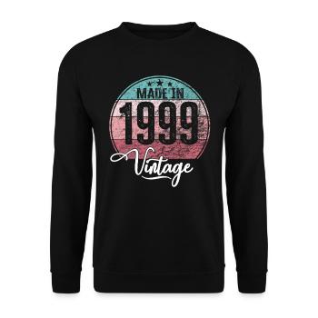 Vintage Made in 1999 Geburtsjahr 1999 Geburtstag - Unisex Pullover - Schwarz - Vorne - Alina (178cm) & Michal (187cm)