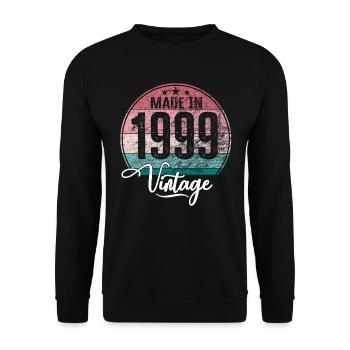 Vintage Made in 1999 Geburtsjahr 1999 Geburtstag - Unisex Pullover - Schwarz - Vorne - Alina (178cm) & Michal (187cm)