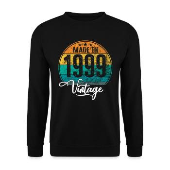 Vintage Made in 1999 Geburtsjahr 1999 Geburtstag - Unisex Pullover - Schwarz - Vorne - Alina (178cm) & Michal (187cm)
