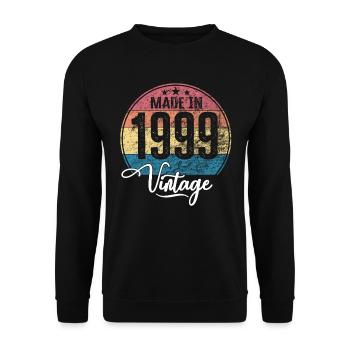 Vintage Made in 1999 Geburtsjahr 1999 Geburtstag - Unisex Pullover - Schwarz - Vorne - Alina (178cm) & Michal (187cm)