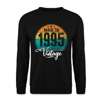 Vintage Made in 1995 Geburtsjahr 1995 Geburtstag - Unisex Pullover - Schwarz - Vorne - Alina (178cm) & Michal (187cm)