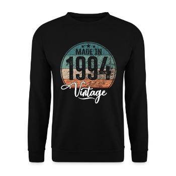 Vintage Made in 1994 Geburtsjahr 1994 Geburtstag - Unisex Pullover - Schwarz - Vorne - Alina (178cm) & Michal (187cm)
