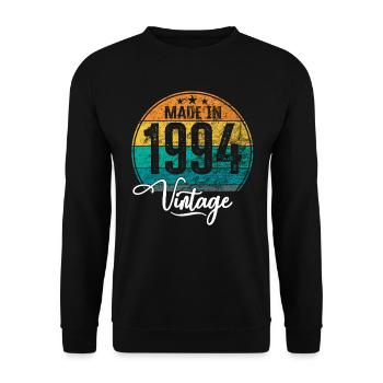 Vintage Made in 1994 Geburtsjahr 1994 Geburtstag - Unisex Pullover - Schwarz - Vorne - Alina (178cm) & Michal (187cm)
