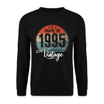 Vintage Made in 1995 Geburtsjahr 1995 Geburtstag - Unisex Pullover - Schwarz - Vorne - Alina (178cm) & Michal (187cm)
