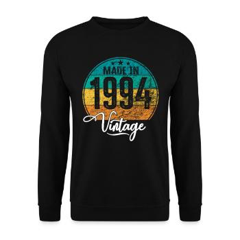 Vintage Made in 1994 Geburtsjahr 1994 Geburtstag - Unisex Pullover - Schwarz - Vorne - Alina (178cm) & Michal (187cm)
