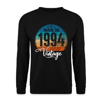 Vintage Made in 1994 Geburtsjahr 1994 Geburtstag - Unisex Pullover - Schwarz - Vorne - Alina (178cm) & Michal (187cm)