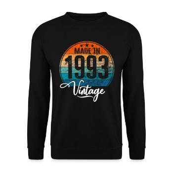 Vintage Made in 1993 Year of Birth 1993 Birthday - Unisex Sweatshirt - black - Front - Alina (178cm) & Michal (187cm)
