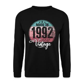 Vintage Made in 1992 Year of birth 1992 Birthday - Unisex Sweatshirt - black - Front - Alina (178cm) & Michal (187cm)