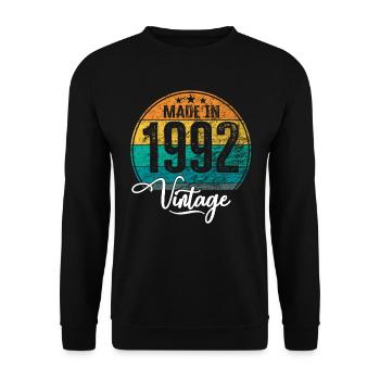 Vintage Made in 1992 Year of birth 1992 Birthday - Unisex Sweatshirt - black - Front - Alina (178cm) & Michal (187cm)