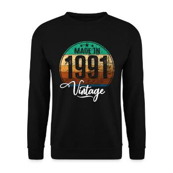 Vintage Made in 1991 Geburtsjahr 1991 Geburtstag - Unisex Pullover - Schwarz - Vorne - Alina (178cm) & Michal (187cm)