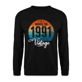 Millésime Fabriqué en 1991 Année de naissance 1991 Anniversaire - Sweat-shirt Unisexe - noir - Devant - Alina (178cm) & Michal (187cm)