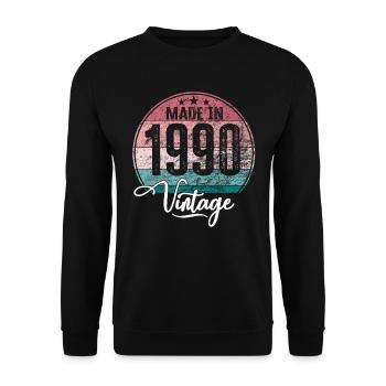 Vintage Made in 1990 Year of birth 1990 Birthday - Unisex Sweatshirt - black - Front - Alina (178cm) & Michal (187cm)