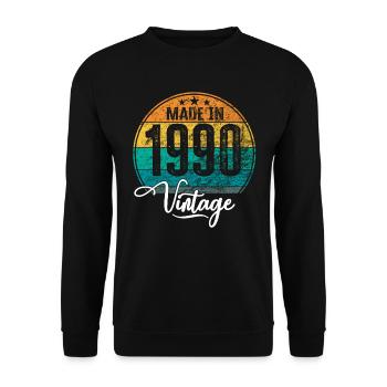 Vintage Made in 1990 Year of birth 1990 Birthday - Unisex Sweatshirt - black - Front - Alina (178cm) & Michal (187cm)