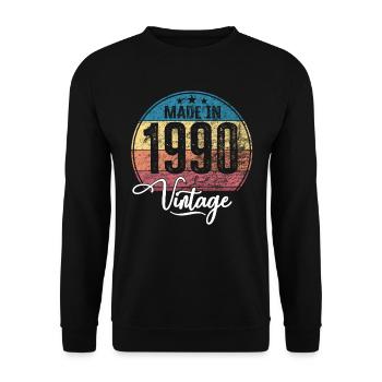 Vintage Made in 1990 Year of Birth 1990 Birthday - Unisex Sweatshirt - black - Front - Alina (178cm) & Michal (187cm)
