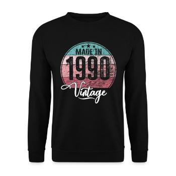 Vintage Made in 1990 Year of birth 1990 Birthday - Unisex Sweatshirt - black - Front - Alina (178cm) & Michal (187cm)