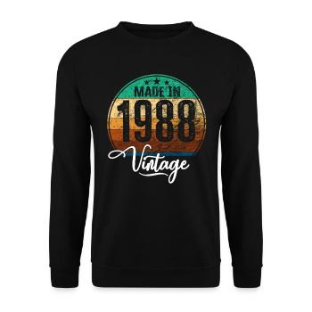 Millésime Fabriqué en 1988 Année de naissance 1988 Anniversaire - Sweat-shirt Unisexe - noir - Devant - Alina (178cm) & Michal (187cm)