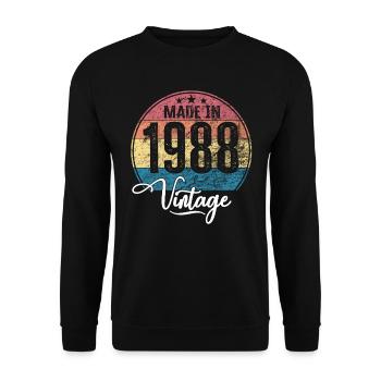 Millésime Fabriqué en 1988 Année de naissance 1988 Anniversaire - Sweat-shirt Unisexe - noir - Devant - Alina (178cm) & Michal (187cm)