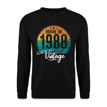 Millésime Fabriqué en 1988 Année de naissance 1988 Anniversaire - Sweat-shirt Unisexe - noir - Devant - Alina (178cm) & Michal (187cm)