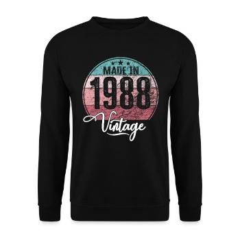 Millésime Fabriqué en 1988 Année de naissance 1988 Anniversaire - Sweat-shirt Unisexe - noir - Devant - Alina (178cm) & Michal (187cm)